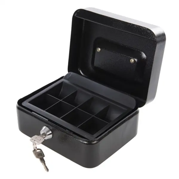 Image of Silverline Metal Cash & Valuables Box Keyed - 165 x 128 x 80mm