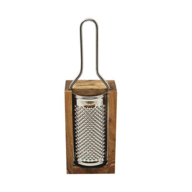 Image of Verano Spanish Ceramics Olive Wood Natural Grained Rustic Kitchen Dining Grater w/ Box (Diam) 15cm Natural unisex