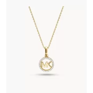 Image of Michael Kors Womens 14K -Plated Stelring Silver Logo Starter Necklace - Gold