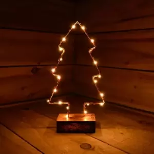Image of Festive - Battery Powered 22cm Mounted Copper Wire Christmas Tree with Warm White LEDs
