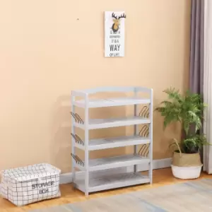 Image of Grey Solid Pine Shoes Storage Cabinet,Footwear Rack,5 Tiers Shelf,63x26x83cm(WxDxH) - Grey