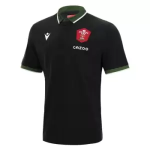 Image of Macron Wales Short Sleeve Alternate Classic Rugby Shirt 2021 2022 - Black