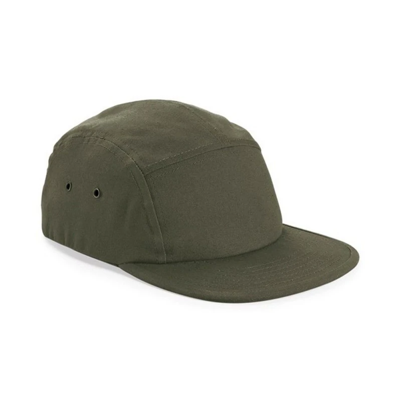 Image of Beechfield Beechfield Men 5 Panel Canvas Cap in Dark Olive Dark Olive One Size Male 5063300883082