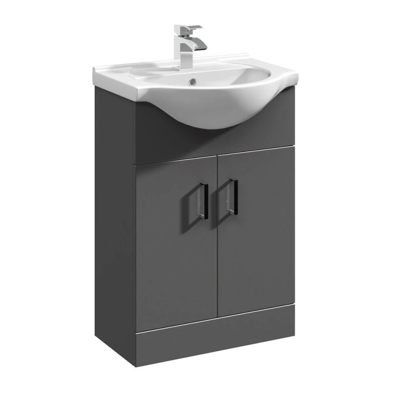 Image of Balterley Floor Standing Bathroom Vanity & Round Basin Unit 550mm, Dark Grey Dark Grey Unisex