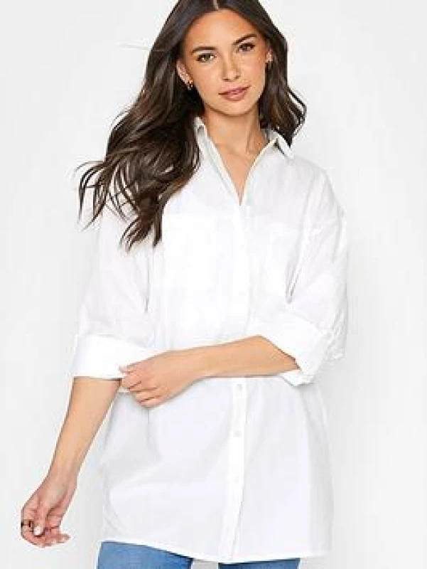 Image of Long Tall Sally Womens Tall Oversized Shirt in White Size: 24 White Female 24