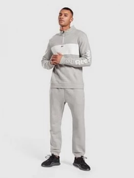 Image of Reebok Essentials Linear Logo Tracksuit, Medium Grey Heather, Size 2XL, Men