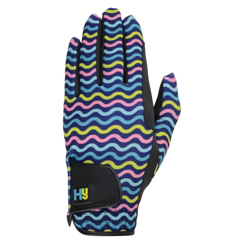 Image of Hy5 Unisex Lightweight Printed Riding Gloves Black/yellow/teal/pink (Xl)