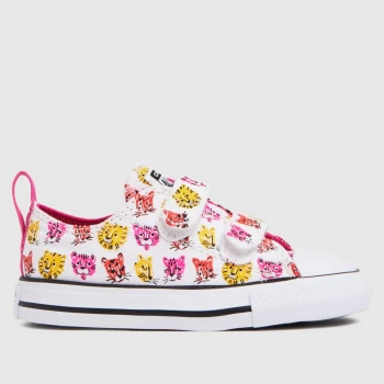 Image of Converse White & Pink 2v Lo Jungle Cats Trainers Toddler