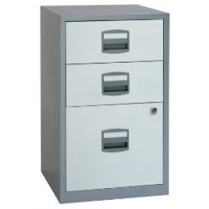 Image of Bisley Filing Cabinet Silver White 672 x 413 x 400 mm 3 Pieces