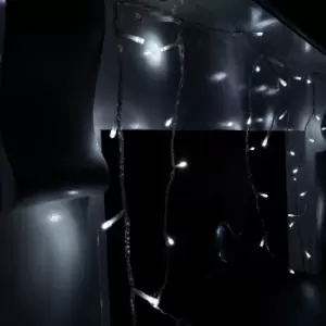 Image of 240 LED 5.8m Premier Snowing Iciclebrights Indoor Outdoor Multifunction Christmas Icicle Lights on Clear Cable with Timer in Cool White