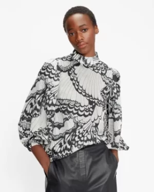 Image of Ted Baker Butterfly Print Balloon Sleeve Top