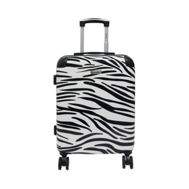 Image of Groundlevel Animal Print Hard Shell Cabin Suitcase - Zebra Print