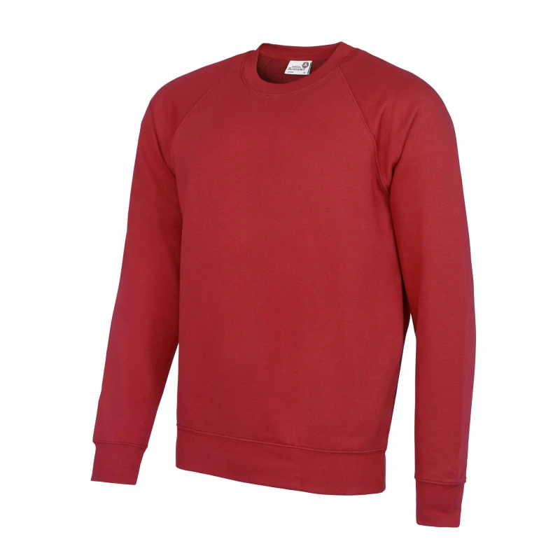 Image of AWDis AWDis Men Academy Crew Neck Raglan Sweatshirt in Dark Red Size: X-Small Dark Red XS Male 5054752809485