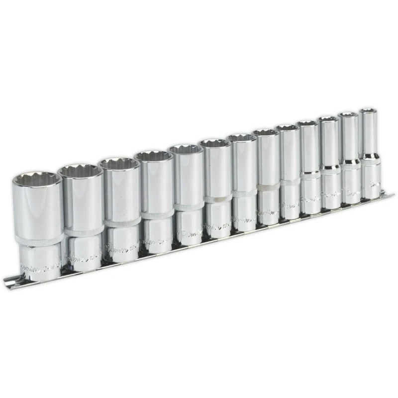 Image of Loops 13 PACK - DEEP Socket Set - 1/2" Imperial Square Drive - 12 Point Sockets TORQUE Multi