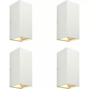 Image of 4 pack Twin Outdoor Rectangular Wall Light - 2 x 5.5W cct LED - Matt White