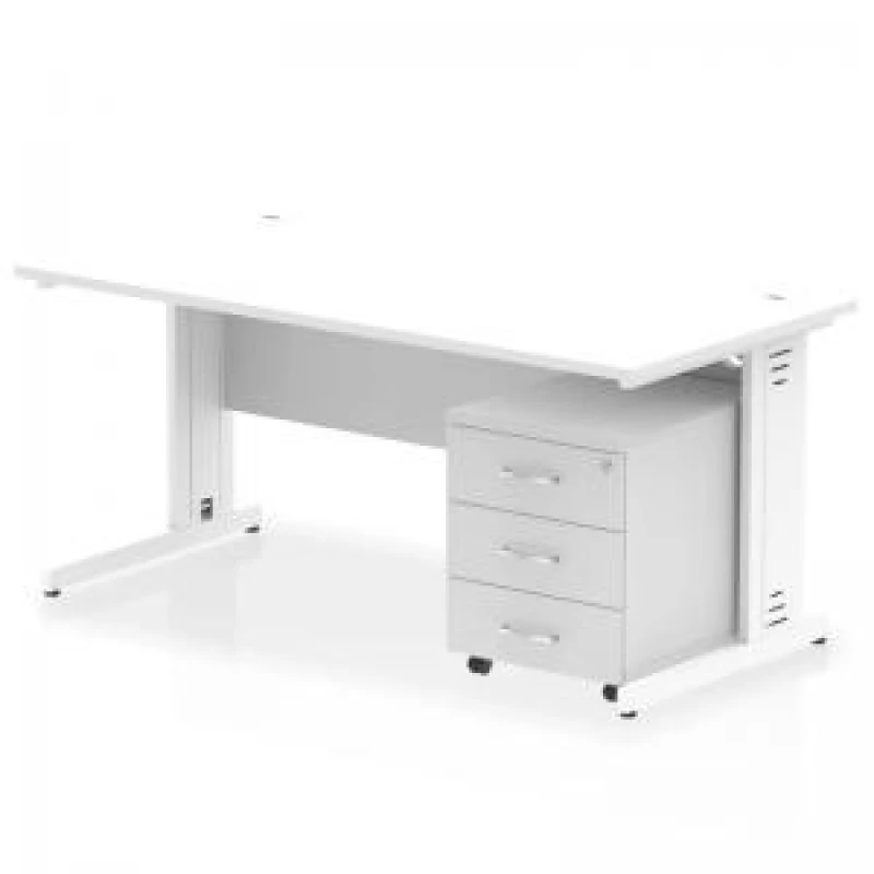 Image of Dynamic Office Solutions Impulse 1600mm Cable Managed Straight Desk With Mobile Pedestal I003973