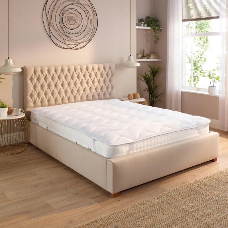 Image of Slumberdown Sleep Soundly 2.5cm Mattress Topper - White White Double