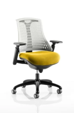Image of Flex Task Operator Chair Black Frame White Back Bespoke Colour Seat Yellow