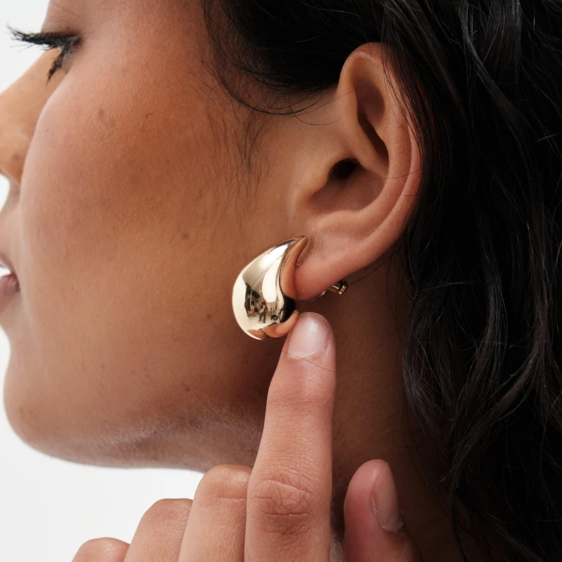 Image of Mood Gold Polished Dome Hoop Earrings - Pack of 2 Jewellery Sets One Size Gold 72746610000