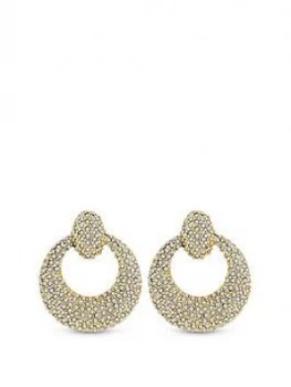 Image of Mood Mood Gold Plated Crystal Pave Round Doorknocker Earring