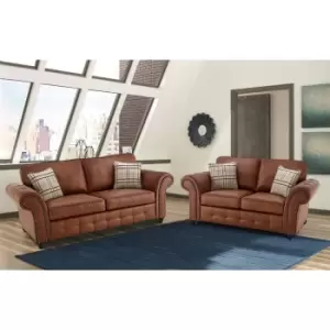 Image of Oakana Luxury Bonded Leather 3 and 2 Seater Sofa Set Brown