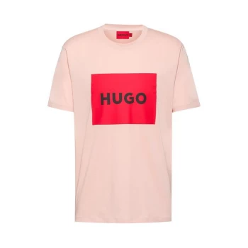 Image of Hugo Dulive Red Logo Light Pink T-Shirt