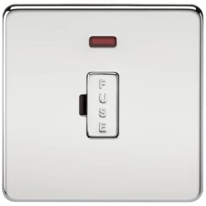 Image of KnightsBridge 13A Screwless Polished Chrome Fused Spur Connector Unit with Neon