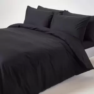 Image of Black Egyptian Cotton Duvet Cover Set 200 Thread Count, King - Black - Black - Homescapes