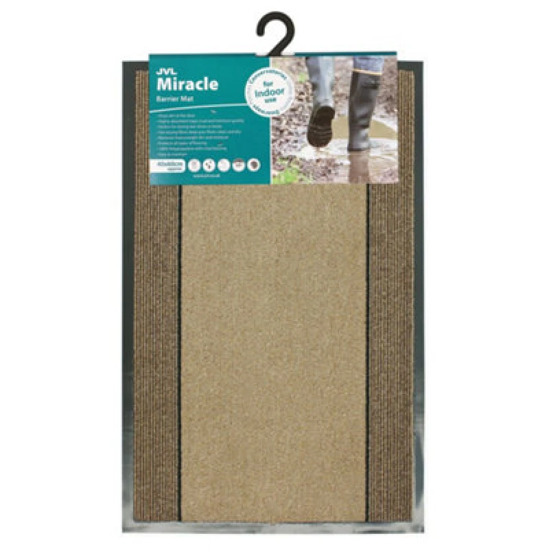 Image of JVL Miracle Machine Washable Barrier Doormat 40x60cm Beige Beige