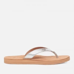 Image of UGG Womens Tawney Logo Flip Flops - Silver - UK 8