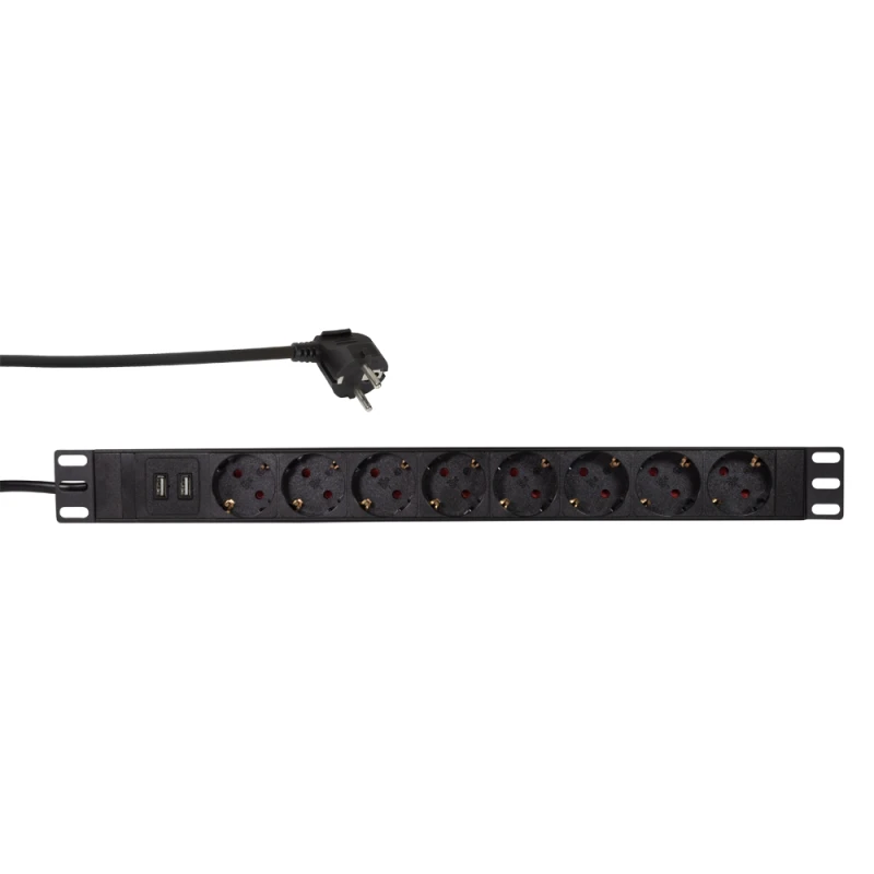 Image of LogiLink PDU8C02 power distribution unit (PDU) 8 AC outlet(s) 1U Black