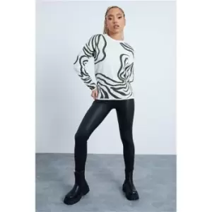 Image of I Saw It First Cream Swirl Detail Oversized Knitted Jumper - White