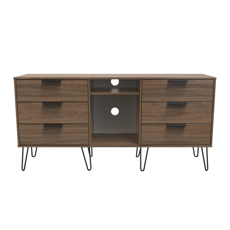 Image of Fuji 6 Drawer Sideboard In Carini Walnut (Ready Assembled)