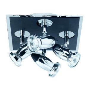 Image of 4 Light Ceiling Spotlight Chrome, Matt Black, GU10