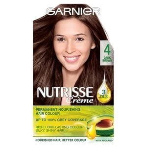 Image of Garnier Nutrisse 4 Dark Brown Permanent Hair Dye Brunette