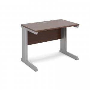 Image of Vivo Straight Desk 1000mm x 600mm - Silver Frame Walnut Top