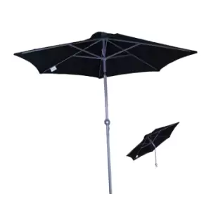 Image of Kingfisher 2M Lightweight Aluminium Garden Parasol With Crank & Tilt Mechanism In Black