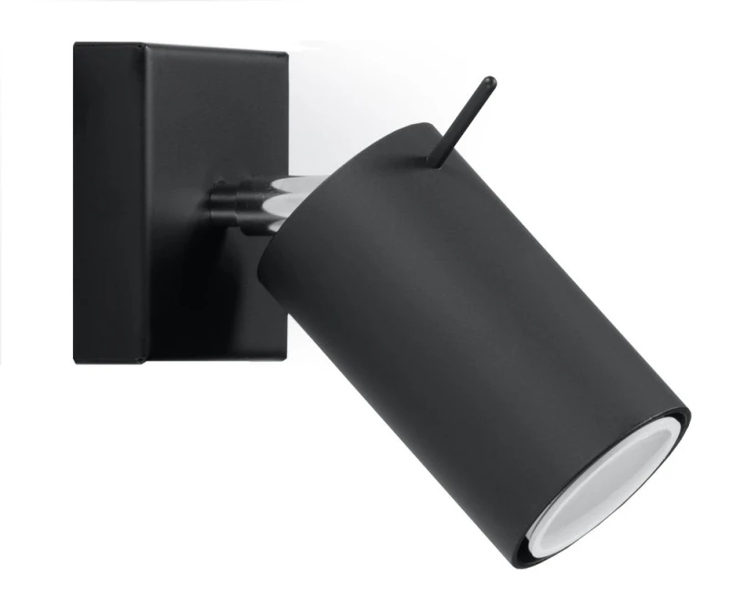Image of SOLLUX Ring Black Rotating Tube Wall Lamp - Modern Loft Design, High Quality GU10