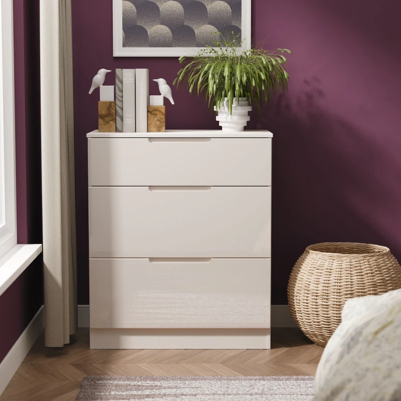 Image of Ready Assembled 2 U Lucca 3 Drawer Deep Chest (Ready Assembled) in Taupe Unisex