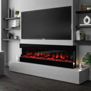Image of 72 Inch Black Built In Electric Fire - AmberGlo
