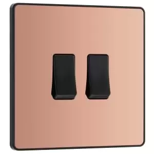Image of BG Evolve Polished Copper 20A 16Ax Double Light Switch - 2 Way