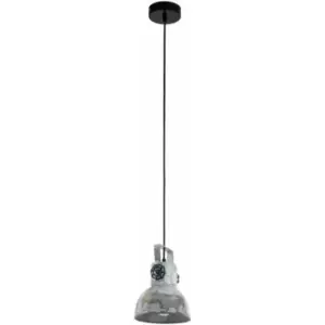 Image of Hanging Ceiling Pendant Light Black & Raw Steel 1x 40W E27 Industrial Feature
