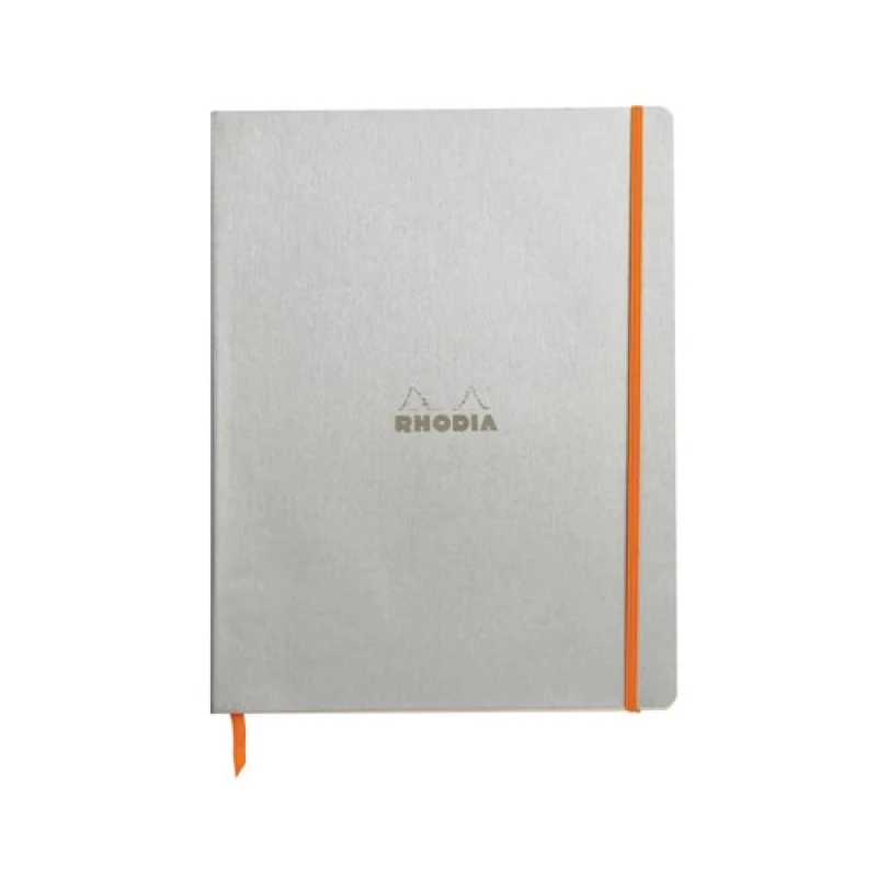 Image of Rhodia Clairefontaine Rhodiarama Notebook 80 Lined Pages A4+ Silver Cover 117701C 117701C