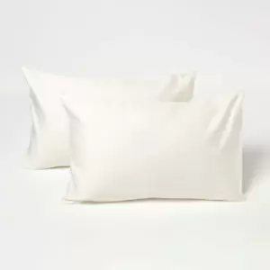 Image of HOMESCAPES Cream Organic Cotton Kids Pillowcases 40 x 60cm 400 Thread Count, 2 Pack - Cream - Cream