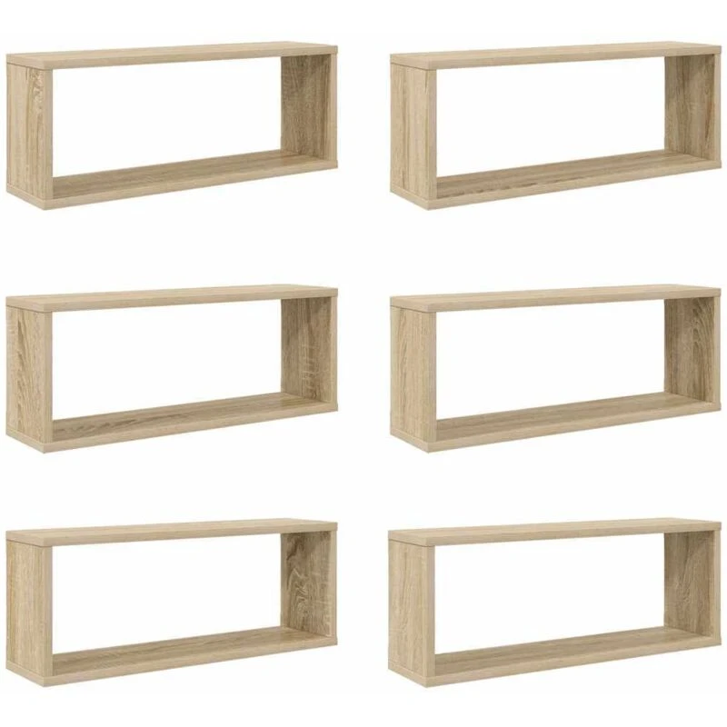 Image of VIDAXL Vidaxl - Wall Cube Shelf 6 pcs Sonoma Oak 60x15x23cm Engineered Wood 8720286595626