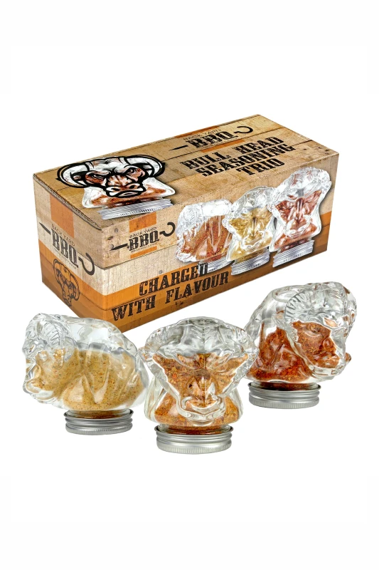 Image of Kimm and Miller (UK) Ltd Kimm and Miller (UK) Ltd 3 X Glass Bull Seasonings in Red Size: 206ml Red 206ml Unisex 5055475463091