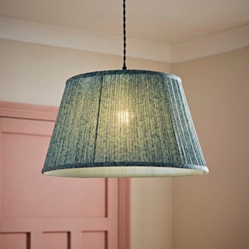 Image of ValueLights ValueLights Alba Pleated Tapered Leaf Easy Fit Ceiling Light Lamp Shade with Bulb in Blue Size: Large Blue Large Unisex 5059406069635
