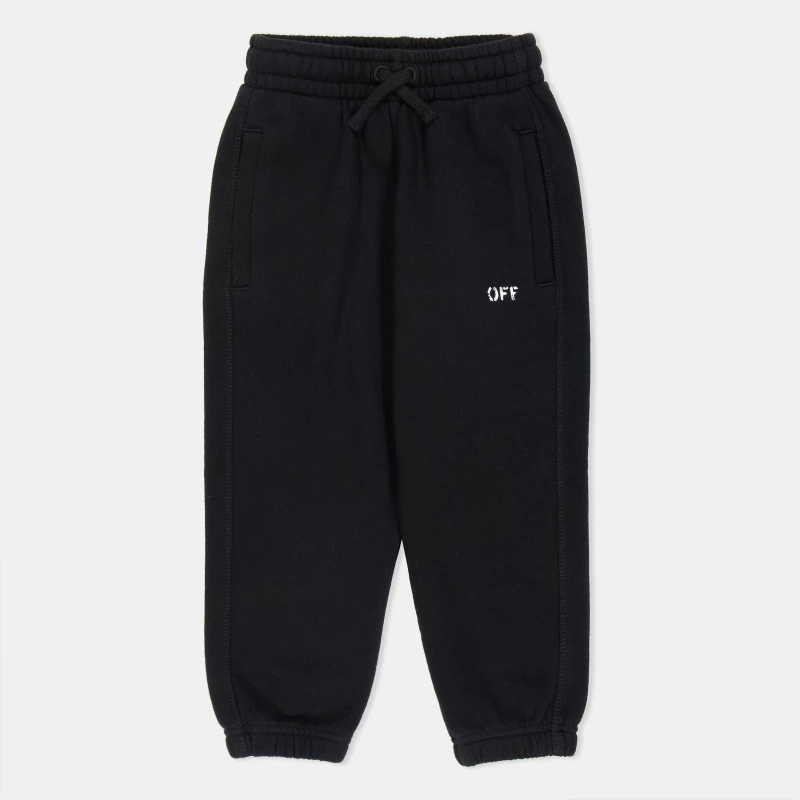 Image of Off White Kids Closed Hem Fleece Jogging Bottoms Black/White male 4Y