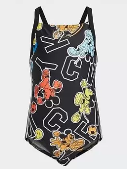 Image of adidas X Disney Mickey Swimsuit, Black, Size 9-10 Years, Women
