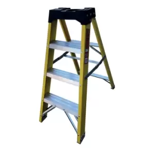 Image of EN131 Professional Fibreglass Swingback Steps with 6 aluminium treads - 2310mm max working height